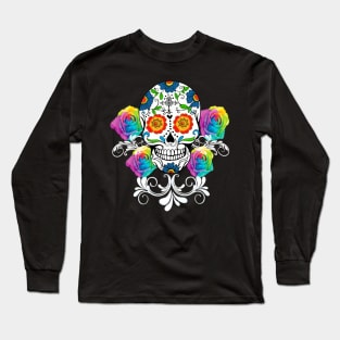 Colorful Day of the Dead Sugar Skulls Long Sleeve T-Shirt